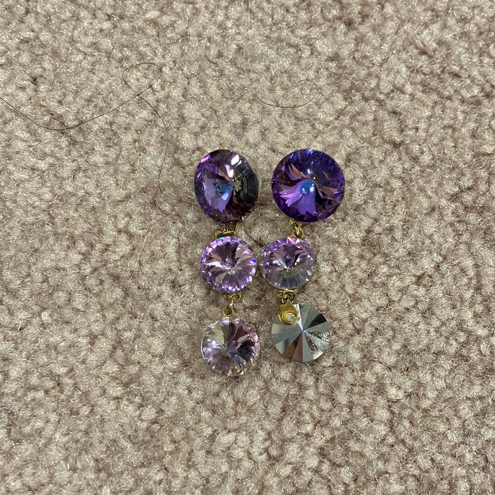 Purple glitzy stone earrings